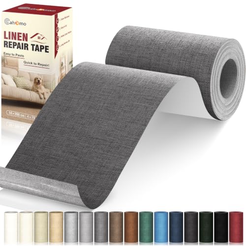 Cahomo Linen Repair Patches 10x200 cm Self-Adhesive Linen Fabric Patches Multi Color Durable & Premium Can be Used for Linen Sofa Headboards Chairs curtain and Upholstep RepairDark Grey