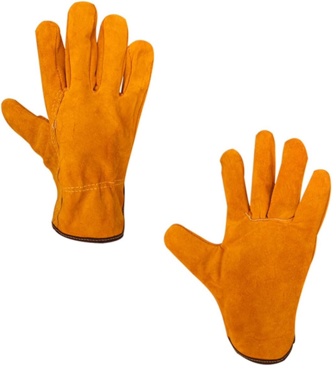 Operitacx Cowhide Welding Gloves Pair Heat Resistant Insulation Gloves Wear-resistant for Welding and High-temperature Work