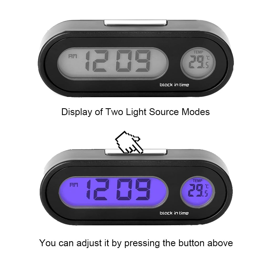 Orologio Dashboard Digitale Auto 2 In 1 - LED Con Retroilluminazione Blu, Visualizza Ora E Temperatura, Montaggio Su Presa D'Aria, Batteria LR44