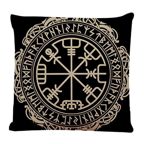 Ofocam Decorative Square Throw Pillow Covers Black Celtic Viking Couch Sofa Bed Pillow Covers Cushion Cases 18X18 Inch #TOP30