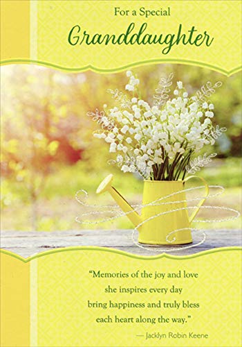 Designer Greetings White Flowers in Yellow Watering Can Religious Birthday Card for Granddaughter