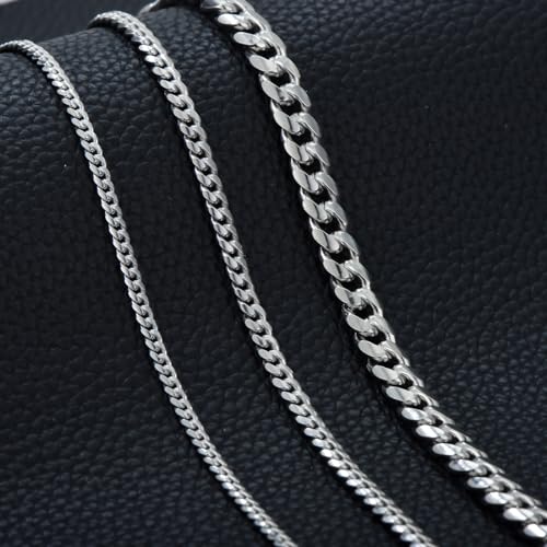 Dacc & Aya Fashion 925 Sterling Silver Flat Curb Cuban Link Chain Bracelet for Men Women, 3MM, 4MM, 7MM, Solid Silver Cuban Thick Big Link Chain Bracelet with Lobster Clasp, 7-9 Inch4
