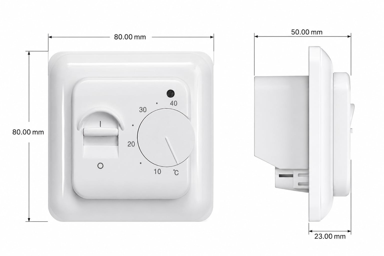 Fußbodenheizung Thermostat Elektrisch Regler mit Bodensensor Fühler 230V 16A, CALORIQUE BTC70 Manuell Raumthermostat Mechanisch Unterputz Fussbodenheizung Fußbodenheizungsregler