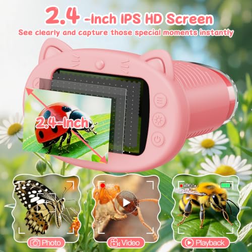 Image of 1000X Handheld Digital Microscope for Kids (Pink)