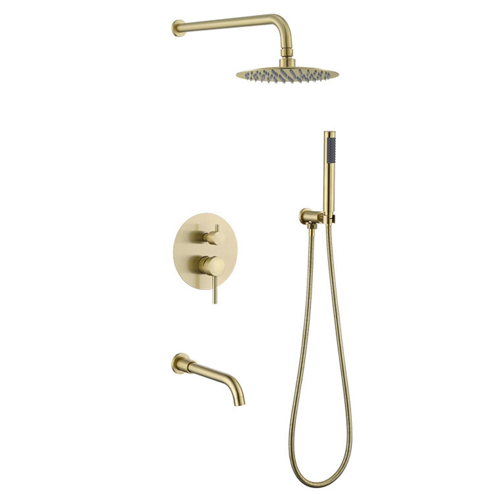 OZBMA in-Wall Hot and Cold Pvd Brushed Gold Hidden Built-in Shower Concealed Rain Set 304 Stainless Steel, Two Functions