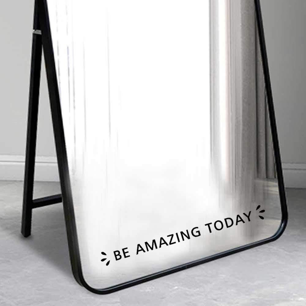 Be Amazing Today Mirror Decal, Inspirational Vinyl Mirror Sticker for Bathroom Vanity, Cute Self Love Quote Wall Decor for Girls Teens Women, Aesthetic Room Decor, 13 x 1.3 Inch