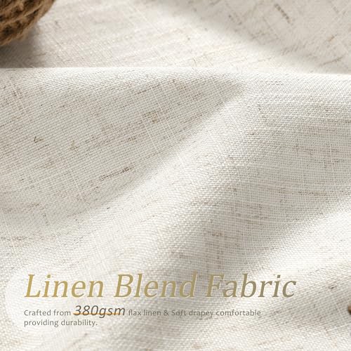 Blackout Thermal Curtains Set for Modern Rooms, 84 Length, 2 Panels - Cream Linen, Pinch Pleated - W40 x L84