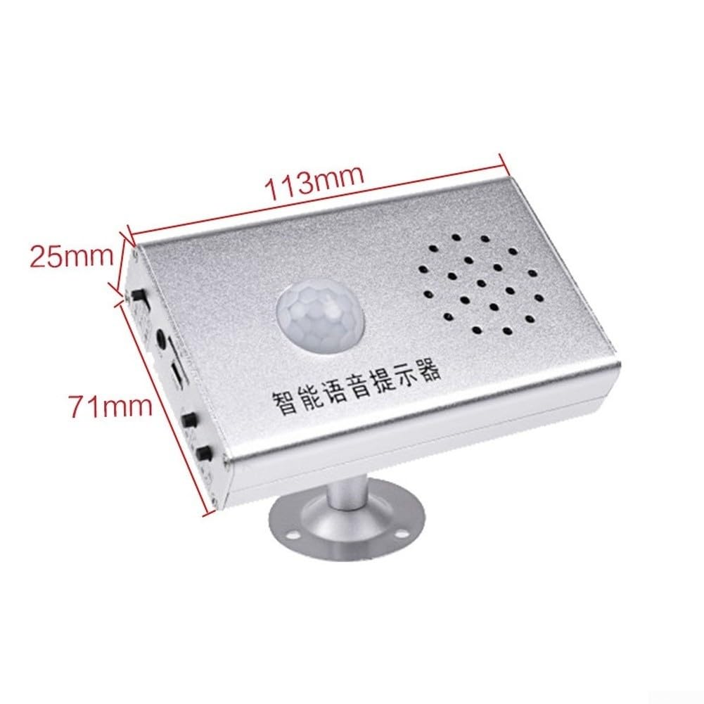 Détecteur de mouvement infrarouge avec alarme sonore, portée de détection de 5 m, messages personnalisables USB/TF, support mural pour entreprise