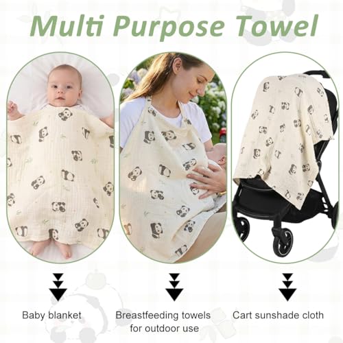 Image of SNOWIE SOFT Cotton Muslin Nursing Cover, Breathable Lightweight Cotton Privacy Coverage for Breastfeeding, Breathable Lightweight Baby Feeding Cover for Travel, Outdoor Use 84x59CM