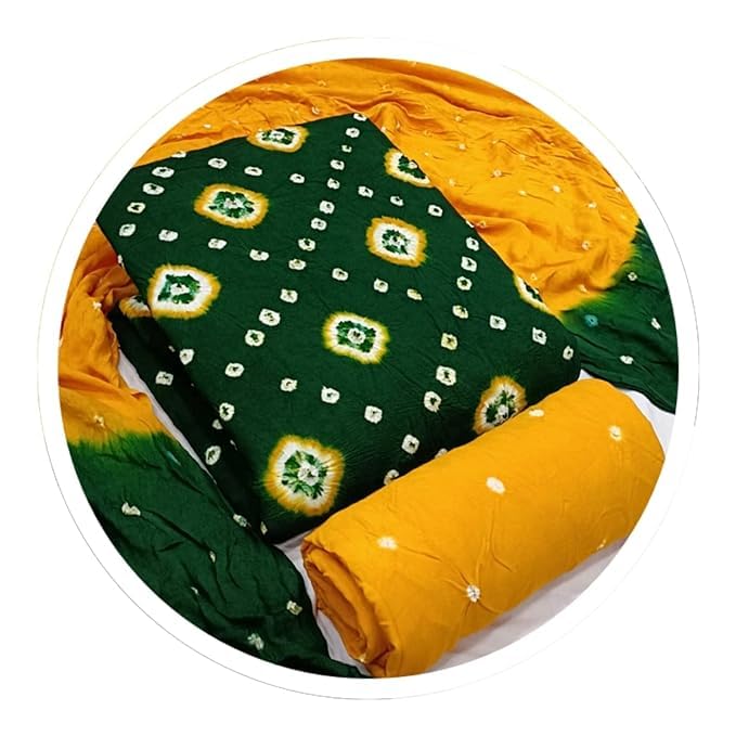 Women's RAYON Bandhani Un-stitched Salwar Suit Dupatta Dress Material