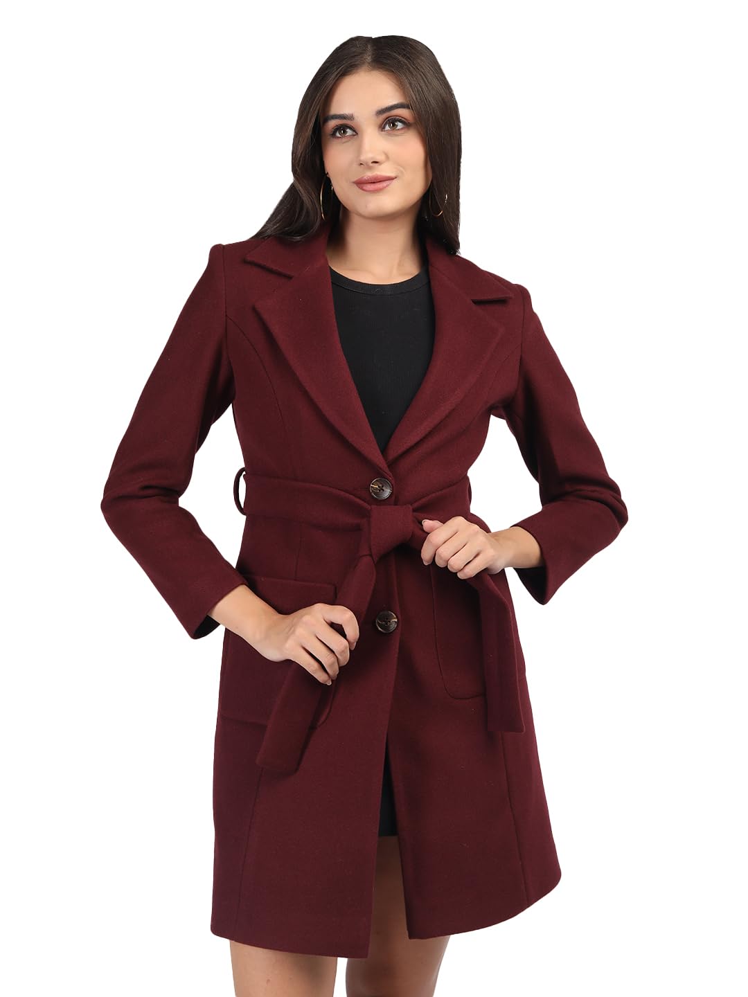Women Winter Long Length Overcoat with Belt