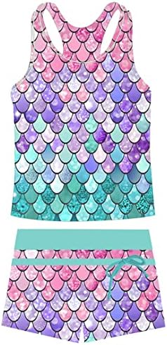 UNIFACO Girls Swimsuits Size 6 Tankini Boyshort Kids Bathing Suits Girls Quick Dry Swimwear with Short