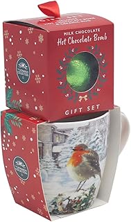 Lesser & Pavey Macneil Christmas Robin Mug with Hot Chocolate Bomb - Gift Idea for Christmas Xmas - Robin Themed Mug, UK Design, Hot Drinks, Tea, Coffee - Christmas Drinkware - Christmas Mug