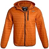 Hurley Mens Puffer Jacket - Lightweight Packable Insulated Winter Coat for Men - Weather Resistant Quilted Outdoor Jacket, Size Large, Burnt Orange