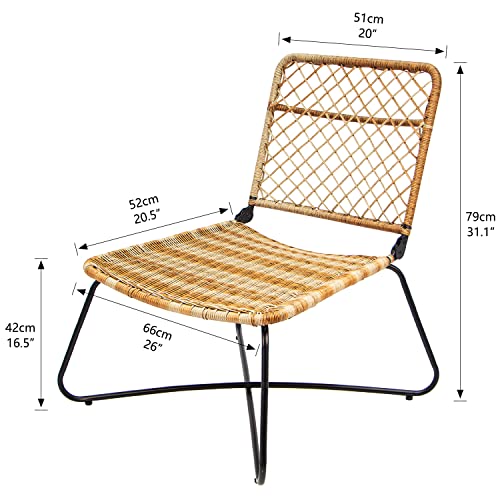 N&V Folding Wicker Patio Furniture Rattan Conversation Chairs Bistro Sets With Table For Outdoor Indoor Use Porch Backyard Garden 3 Pieces #TOP4
