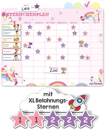 PANDABANDE Belohnungstafel Kinder mit 300 Magneten für 2 Kinder