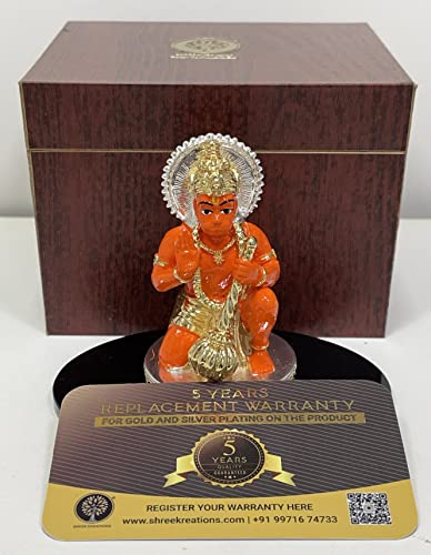 Image of Gold Plated Hanuman Ji Statue Kesari Hanuman Ji Ki Murti for Home Temple Office Study Table Hanuman Ji Idol Gift