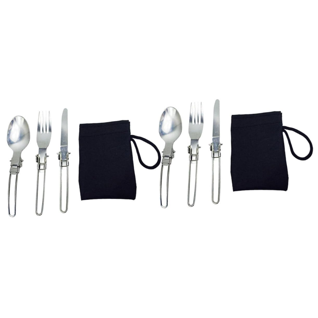 HANABASS 4 Set Pz Pieghevoli Inossidabile Forchette e Cucchiai per Picnic Utensili Compatti e Riutilizzabili per Viaggi e Attività