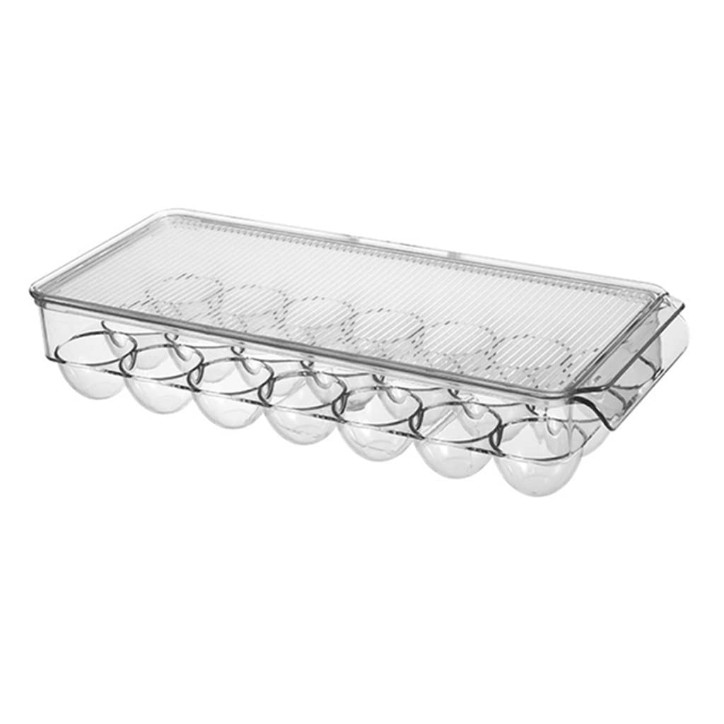 Transparente 12/14/21 Gitter Kühlschrank Eierhalter Box mit Deckel Küche Frische getrennte Aufbewahrung Lebensmittel Savers Tablett