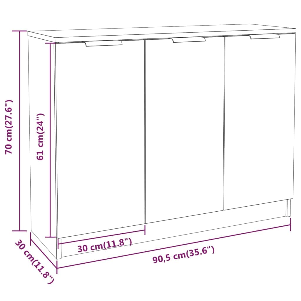 vidaXL Credenza Grigio Cemento 90,5x30x70 cm in Legno Multistrato