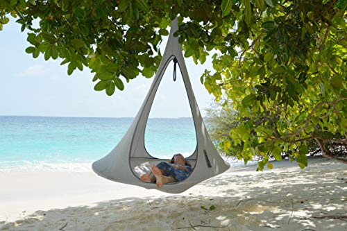 Image of Vivere Cacoon Hanging Songo Chair- Indoor /Outdoor Olefin Canvas- 440 lb Capacity (Moon)
