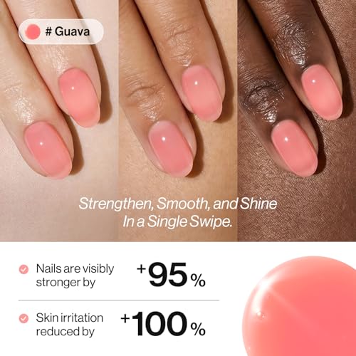Image of ohora 2-in-1 Sheer Nail Polish & Strengthener - Guava | Tinted Nail Concealer | Nail Hardener for Weak, Damaged Nails | Nail Care Polish with Glossy Finish | Glazed-Syrup Formula, 15 mL