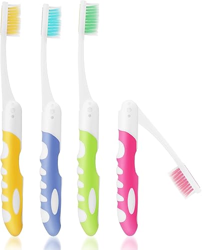 Cepillo de dientes plegable de viaje, 4 unidades, plegable, portátil, suave, cepillos de dientes de viaje para viajes, camping, senderismo