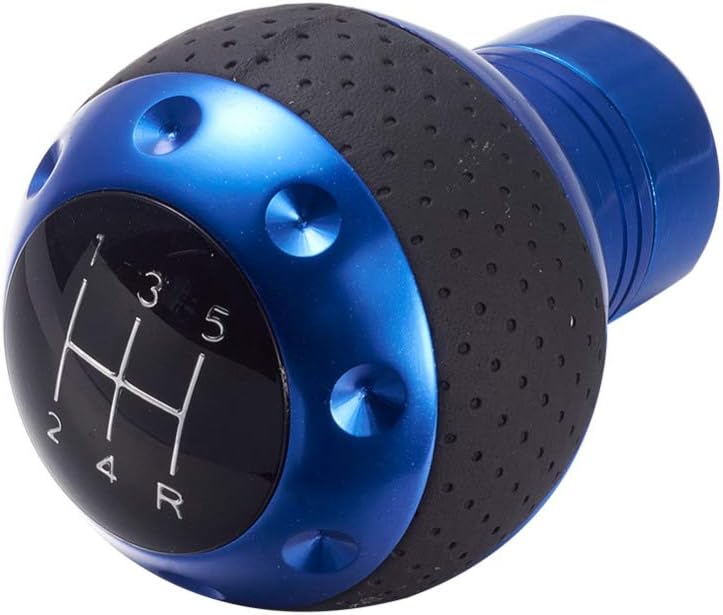Bingohobby Car Gear Shift Knob 5 Speed Gear Shifter Stick Cover Aluminium PU Leather Blue