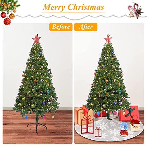 Kerstboomdeken 122 cm wit grijs kerstboomdeken rond kerstboom decoratie feestdag decoratie boomdeken Kerstmis dennenboom deken deken voor kerstboom kerstboom rok dennenboom rok - Image 5