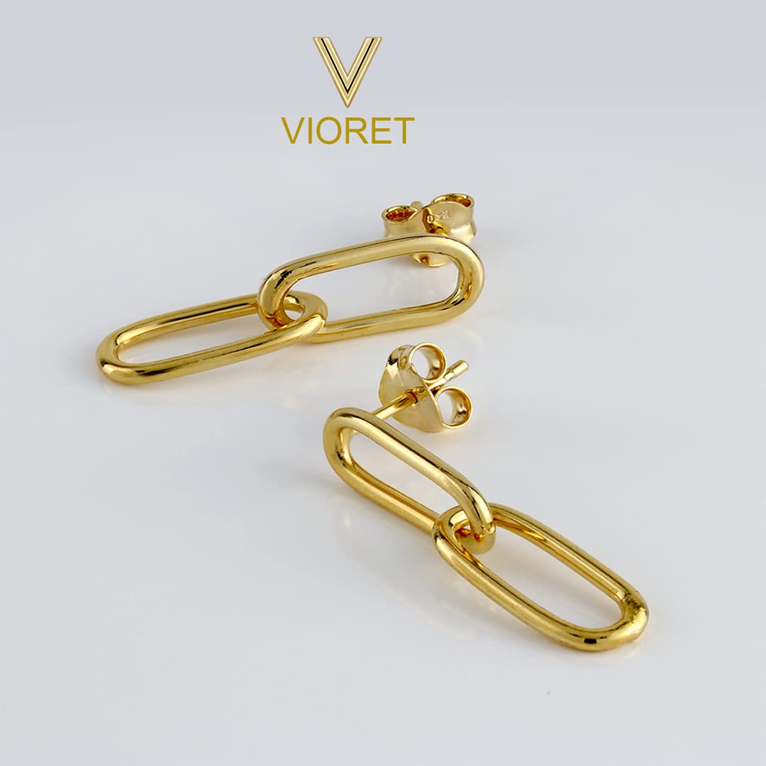 Pendientes de Eslabones para Mujer Chapados En Oro De 18K- Diseño Artesanal