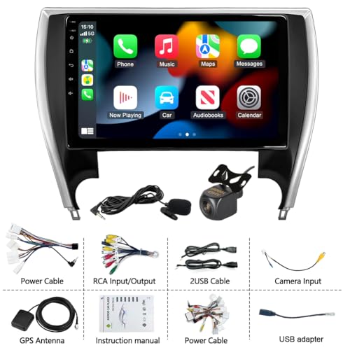 Image of 4 Core 10.2 Inch Double Din Car Radio for Toyota Camry 2015 2016 2017, 4+64G Android 14 Touch Screen Car Stereo with Wireless Carplay Android Bluetooth GPS AHD Backup Camera WiFi SWC FM Mirror Link