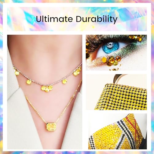 Image of Novani Crystal Rhinestones, Flatback Loose Gemstones 1440pcs Glass Rhinestones for Clothes Shoes Crafts Makeup Nail Art and DIY Decorations(SS6, Citrine)