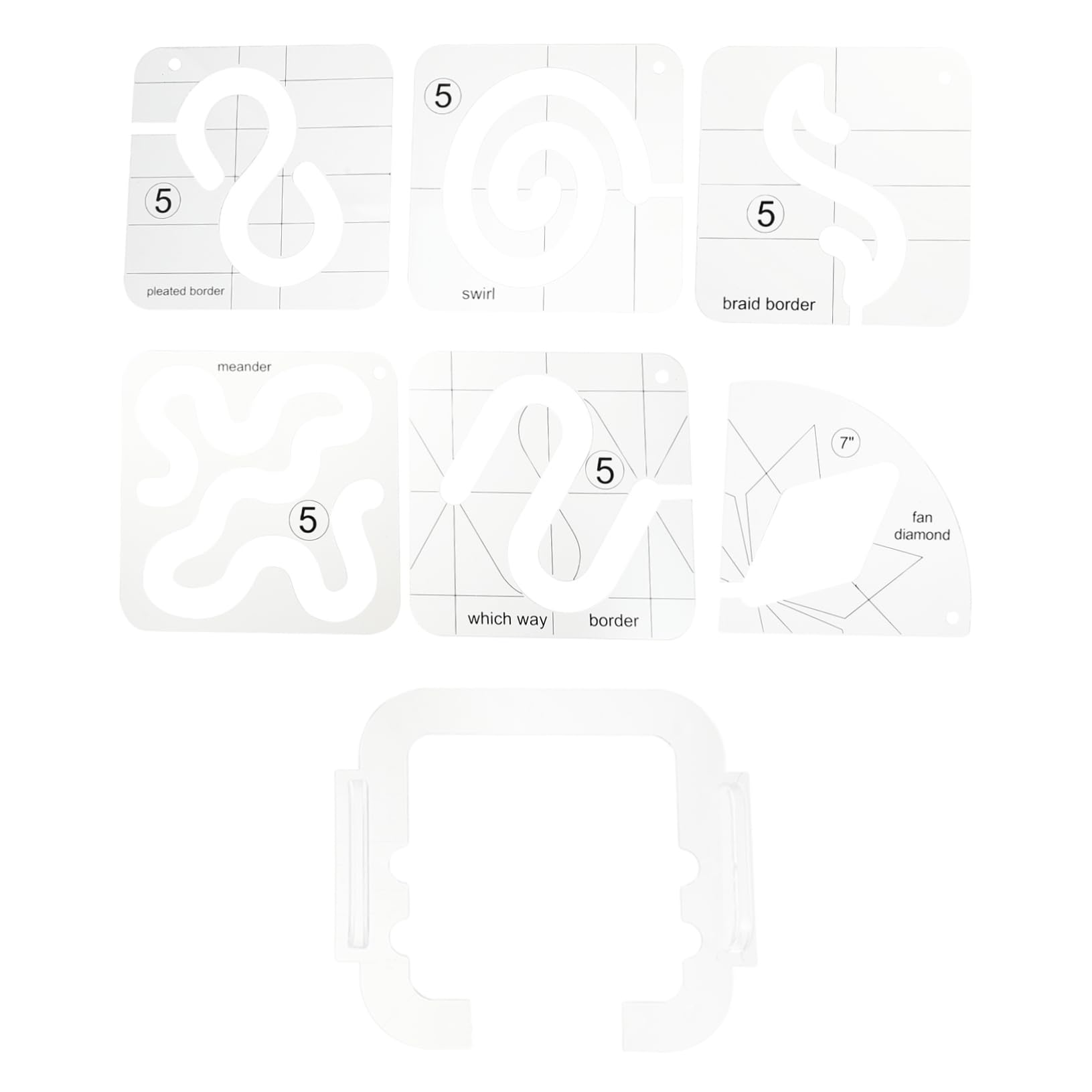Set 7 Pezzi Righello per Patchwork in Acrilico Bianco | Quilting a Macchina e Free-motion, per Progetti Tessili e Splicing, Facile da Usare