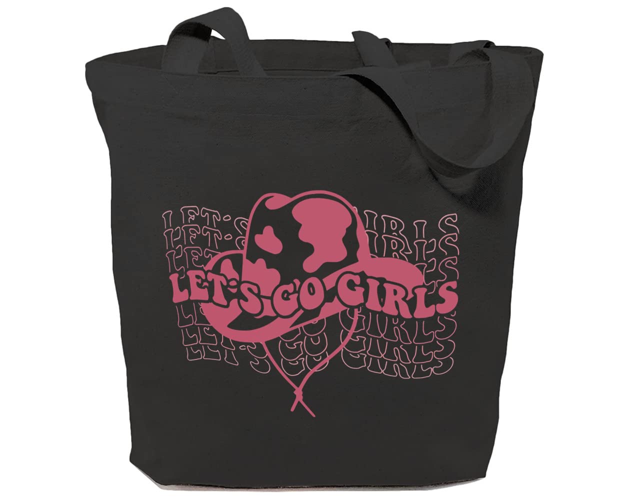 GXVUIS Let's Go Girls Canvas Tote Bag for Women Aesthetic Cowboy Hat Reusable Grocery Shoulder Shopping Bags Funny Gifts