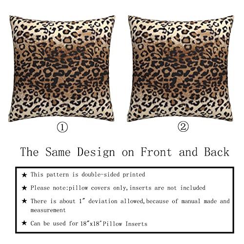 Sweetshow Brown Leopard Pillow Cover 18X18 Inches Cheetah Throw Pillows Set Of 2 Soft Cotton Leopard Print Decorative Throw Pillow Covers For Home Couch Sofa Bedroom Livingroom thumb #3