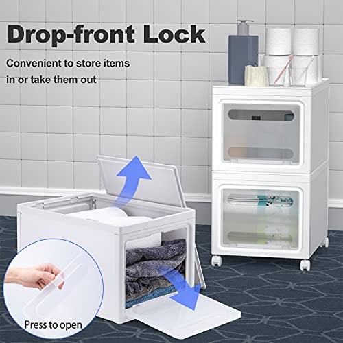 Corodo 3 Pack Storage Bins With Lids For Organizing,Stackable Plastic Bin Cabinet Containers ,Rolling Cart,For Living Room, Office, Bedroom & Bathrooms,White - 11.8 X 15.8 X 31.5 Inch,White #TOP4