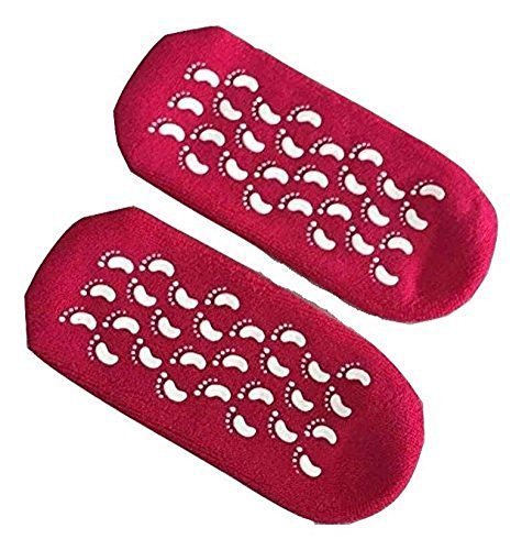 Ll Men's Hot Pink L&L® Unisex Pure Moisturising Gel Socks Foot Care Spa Treatt Anti-Slip 2Pcs Gift (Hot Pink)