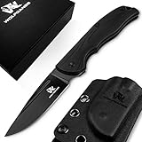 HOCHWERTUG UND STABIL - Das Zweihand Messer aus Highend D2 Stahl lässt Dich dabei nicht im Stich. Draußen beim Wandern oder auf der Reise im Auto verrichtet unser Taschenmesser stets ausgezeichnete Arbeit.