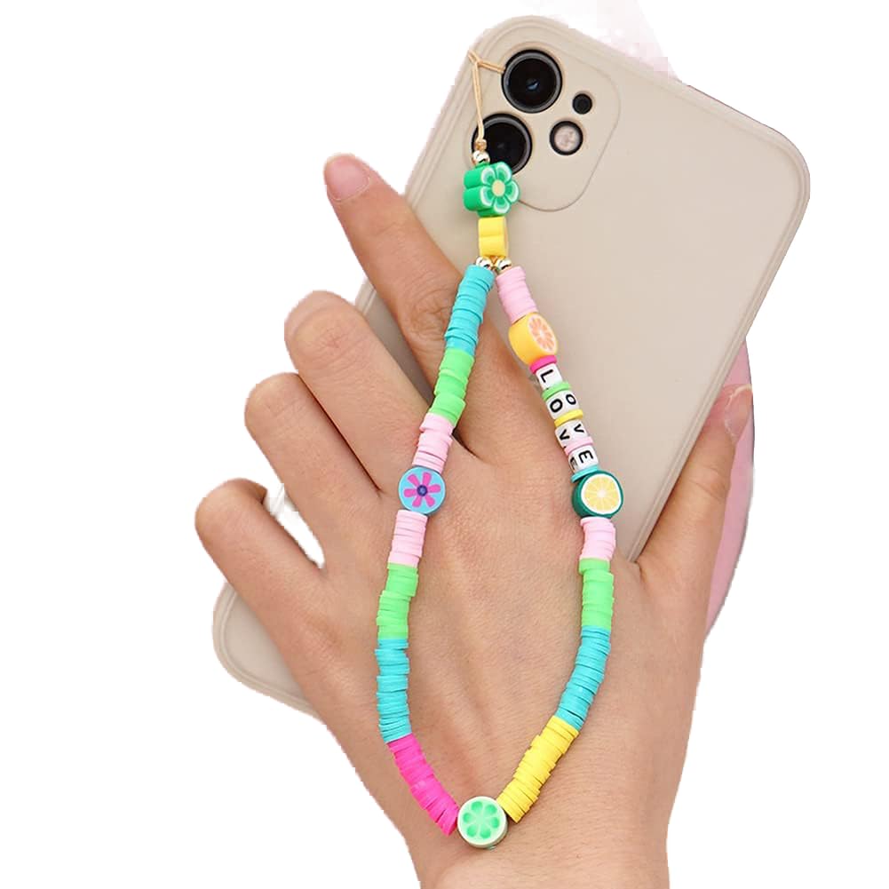 Dragonne Pour Téléphone Portable Avec Perles Colorées - Chaîne Réglable - Fermoir Sécurisé - Pour Hommes Et Femmes - Accessoire Mode Et Pratique