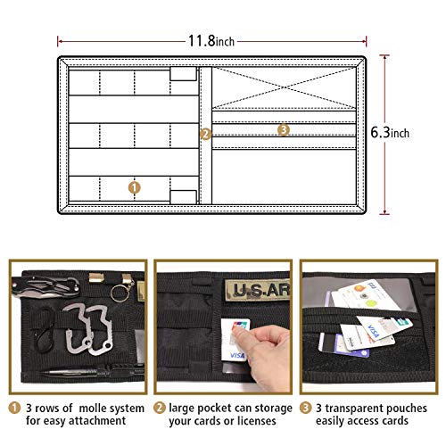 WYNEX Car Sun Visor Organizer Molle Panel, Tactical Car Sunshade Cover, Compatible Vehicle Visor Storage Holder Pouch, Fit Most Cars, SUV - Thumbnail 4