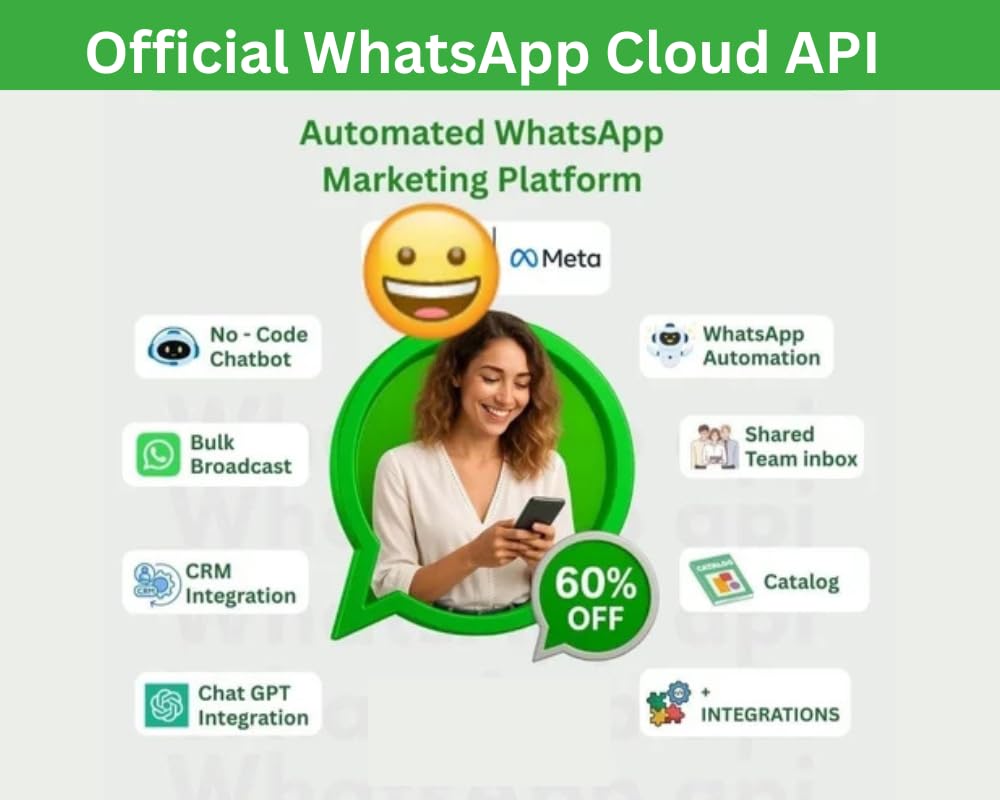 Bulk WhatsApp Sender Software | Official WhatsApp Cloud API Panel | Unlimited Messaging, Automation, Campaigns, Chatbot, Templates & CRM Integration | For Businesses, Marketing & Customer Support I One Year Plan I For demo 9811920503