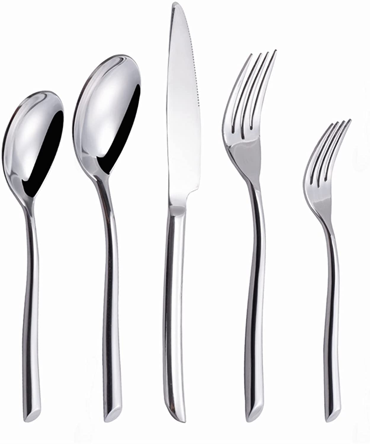 Fourchette Couteau Cuillère en Acier Inoxydable : Service de Table 5 pièces Facile à Nettoyer