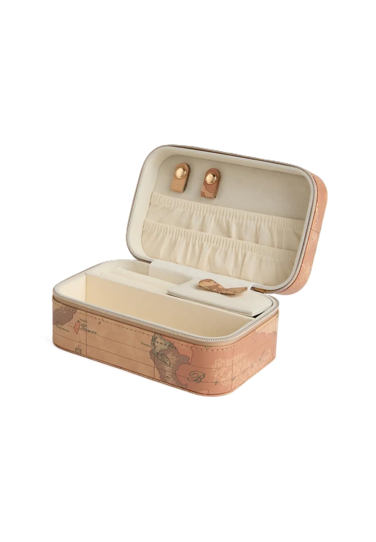 Alviero Martini 1A Classe Portagioie Geo Classic, Custodia per Gioielli con Zip, 15,5 x 9,5 x 7 cm, Naturale