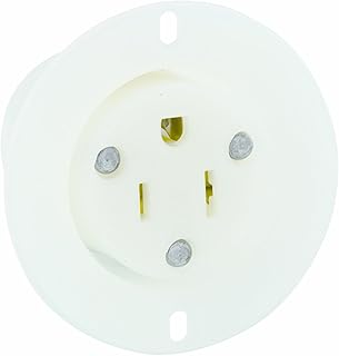 WQGQPXOB 5279-C Receptáculo de Salida con Brida de 15 amperios y 125 voltios, de Hoja Recta, de Grado Industrial, con conexión a Tierra, Color Blanco