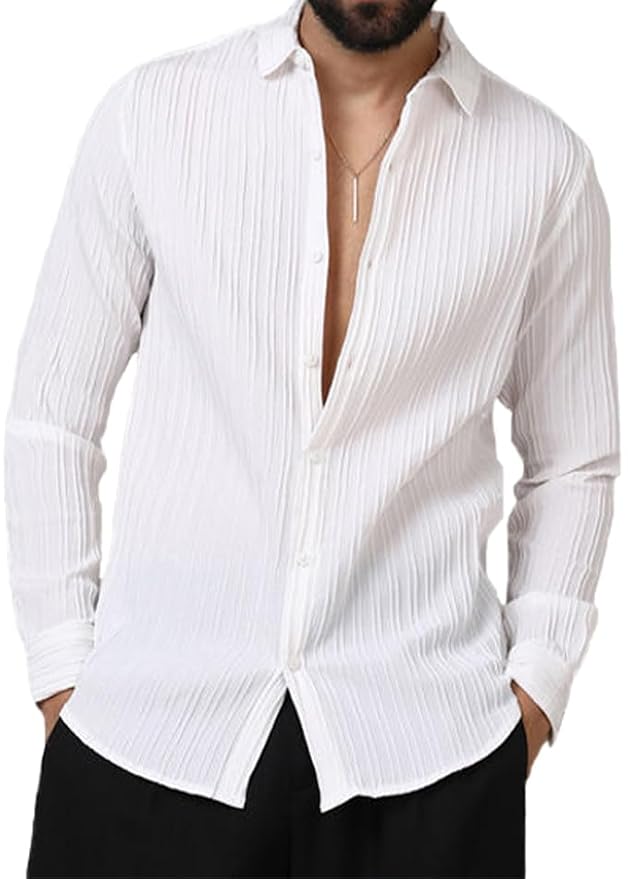 White Linen Button-Down Shirt