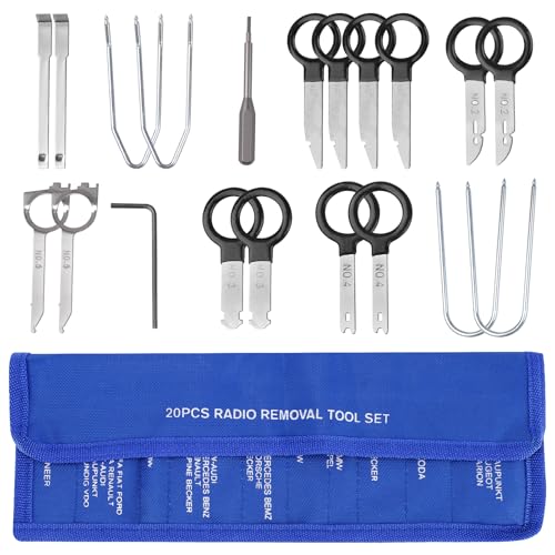 Xastro Radio Ausbau Werkzeug, 20TLG Universal Autoradio Ausbauwerkzeug für Radio Navi IEntriegelungswerkzeug I Demontage Radiobügel Kfz Werkzeug