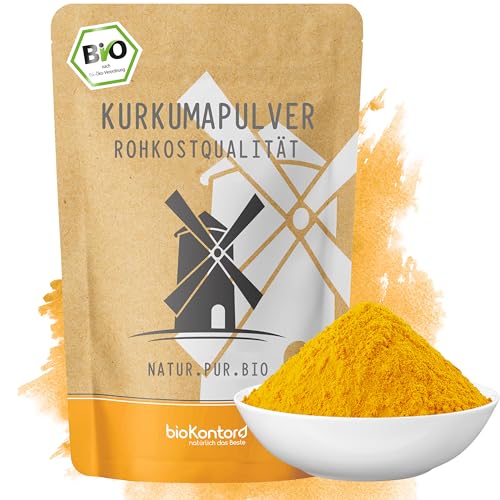 BIO Kurkuma Pulver 500 g – Kurkumapulver gemahlen fein – Bio Kurkuma – 100% naturrein – Rohkostqualität – Kurkuma Gewürz – Curcuma Pulver aus Indien – Curcumin natürlich enthalten – bioKontor