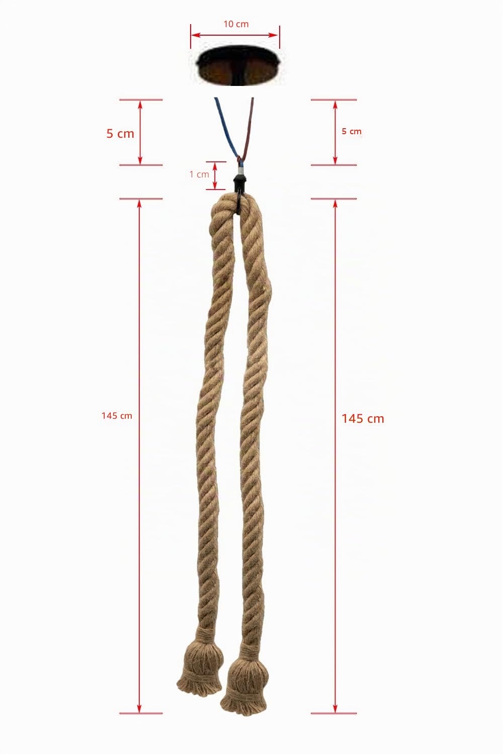 Vecys Lámpara Colgante de Doble Cabezal en Cuerda de Cáñamo Lampara Techo Cuerdas Lapara de Cuerda Lampara Cuerda Vintage para Cafeterías, Restaurantes, Bares, etc. (300 CM)