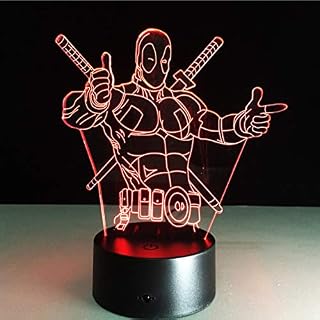The Avengers Deadpool 3D Led Table Lamp New Super Hero 7 Colors Visual Illusion Led Lights Friends Party Gift