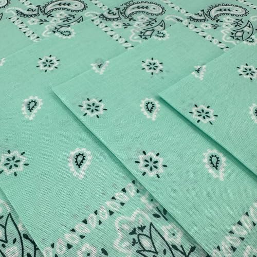Pacote com 12 bandanas vermelhas grossas de algodão bonito design Paisley, Hortelã, G